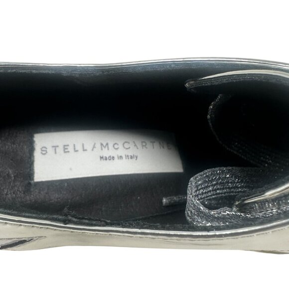 Stella McCartney Elyse Metallic Mirrored Silver Star Patches Vegan Platforms 6 - Picture 11 of 13